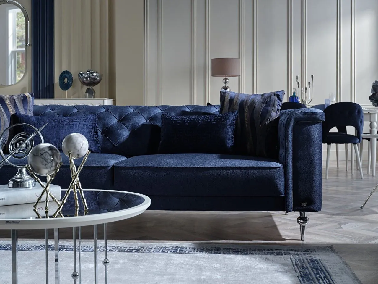 BLANCA Sofa Set Chrome - Navy Blue-21