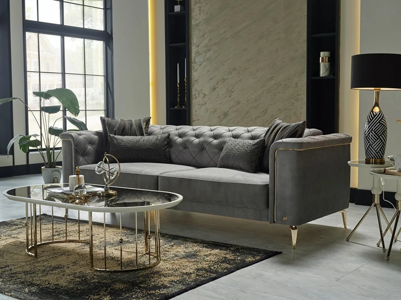 BLANCA Sofa Set Gold - Grey - Alternative Legs-5