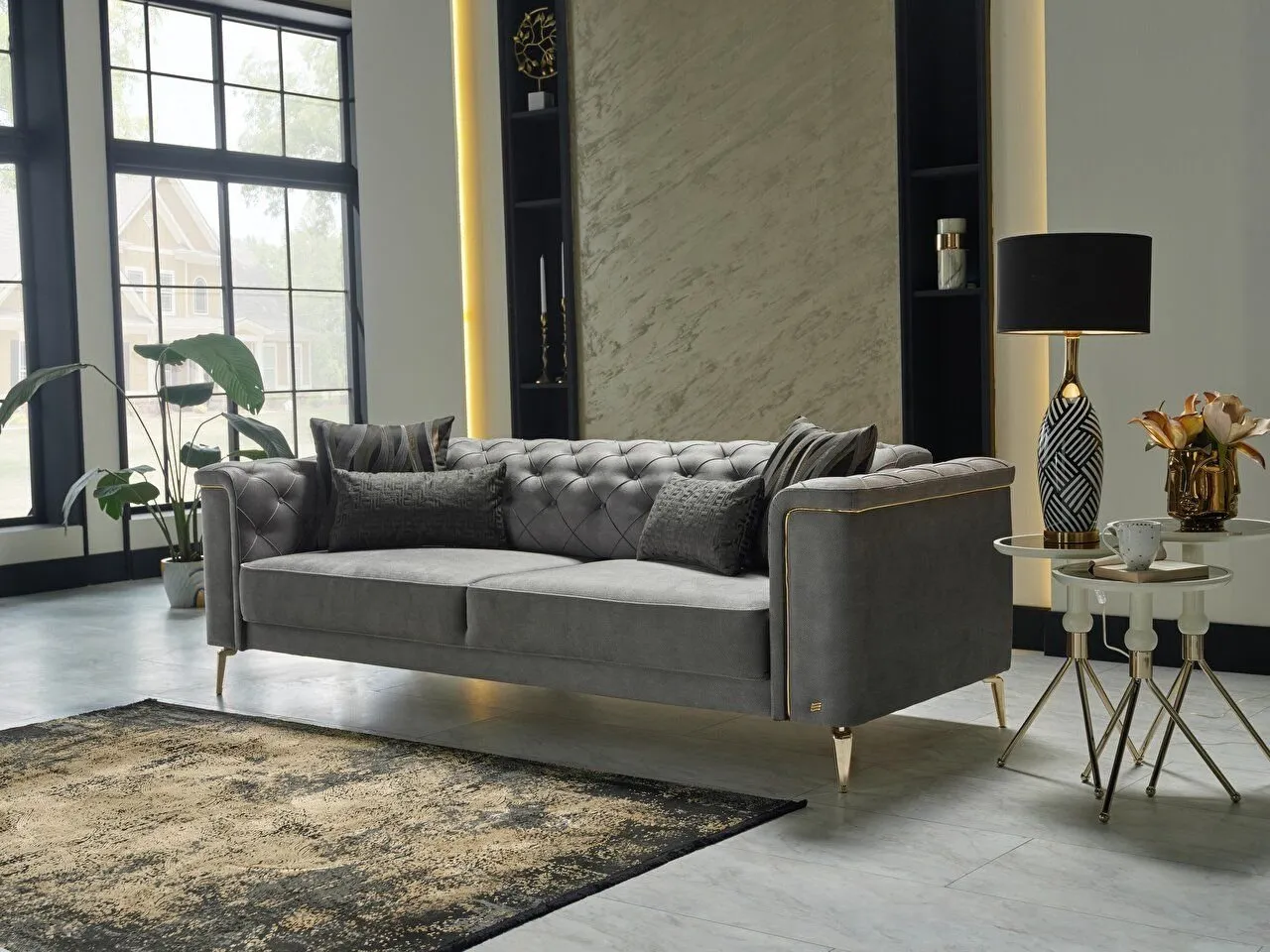 BLANCA Sofa Set Gold - Grey - Alternative Legs-6