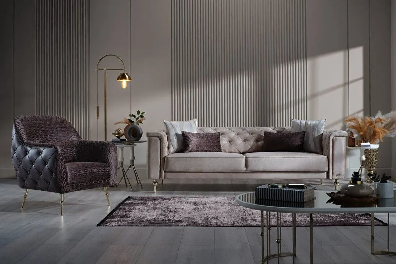 BLANCA Sofa Set Gold - Mink-2