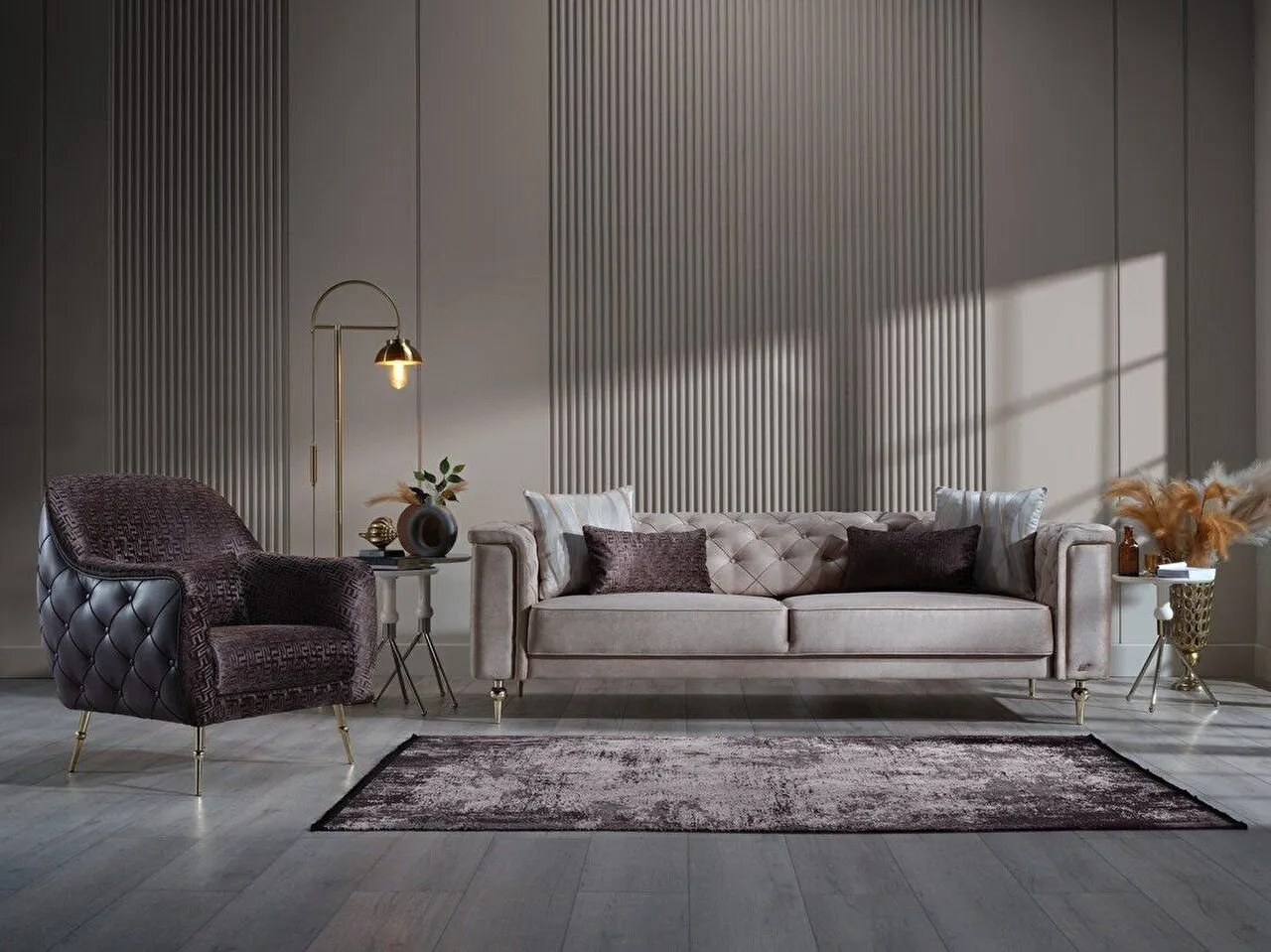 BLANCA Sofa Set Gold - Mink-3