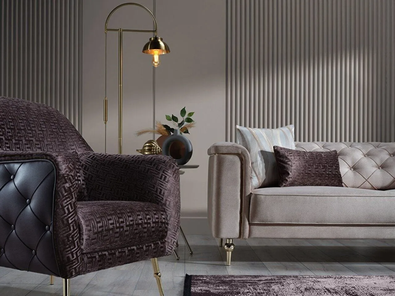 BLANCA Sofa Set Gold - Mink-4