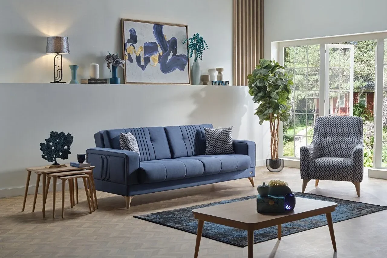 ELIZYA S Sofa Set - Navy Blue-2