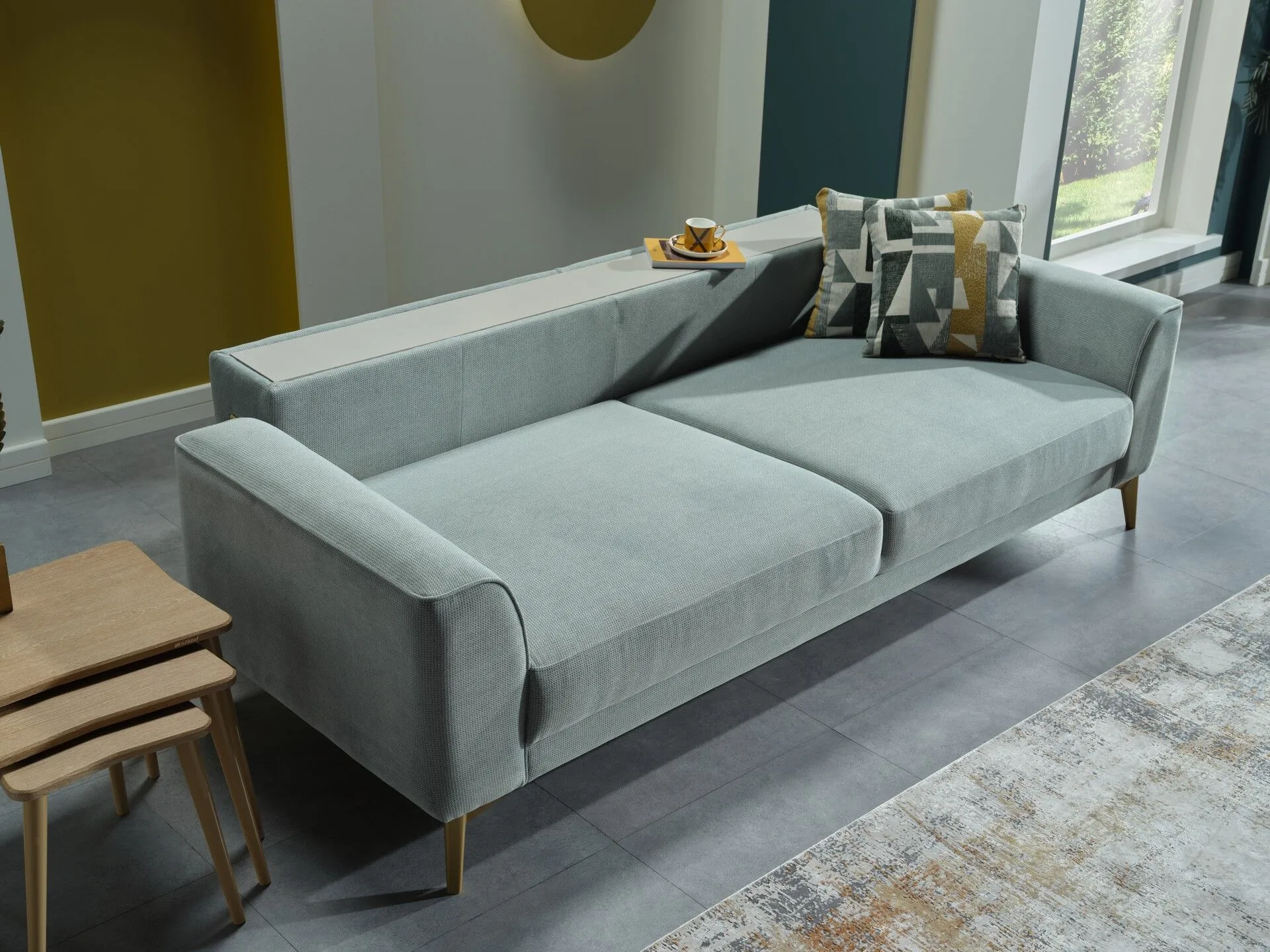 LAVITA Sofa Set - Green with Gold Legs (1)